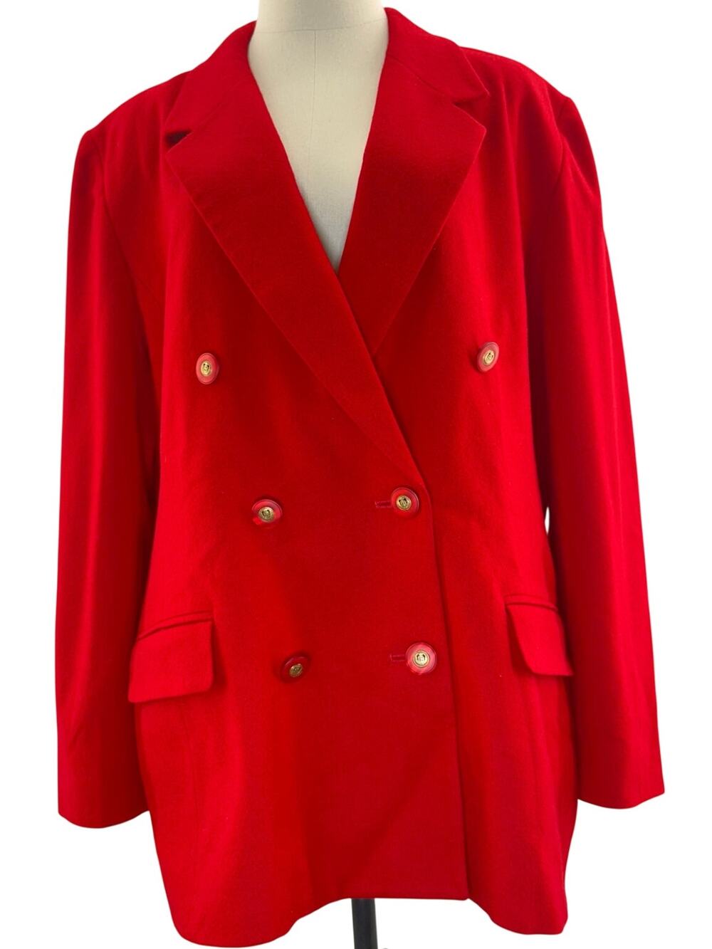 Vintage 90s Red Pendleton Blazer Jacket Women's 16 Woll Crest Buttons USA Made